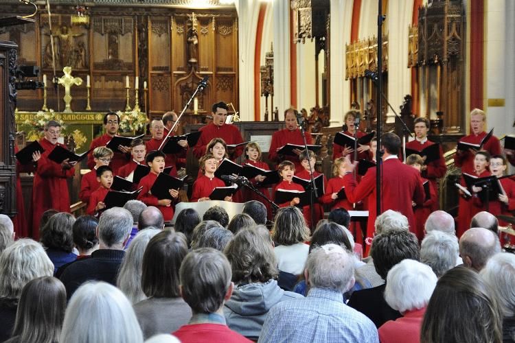 Choir performing during concert - audience in foreground