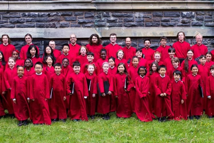 Group photo of choristers outdoors