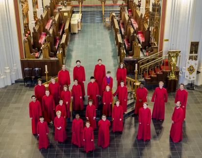 Senior Choir boys and men in the Cathedral Church of All Saints, Halifax (2019).